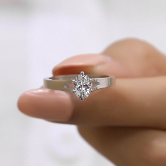 VINSON 1 Carat Moissanite Diamond Ring Diamond Solitaire Ring - Low Profile Split Shank Ring - Bridal Gift Ring