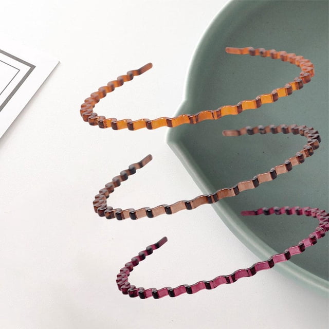 3 piezas, diadema simple para el cabello, accesorio para diadema ondulada, aro para el cabello para PC, ejercicio, moda y flexible para niñas y Rojo marrón amarillo 2 Salvador banda de pelo de onda