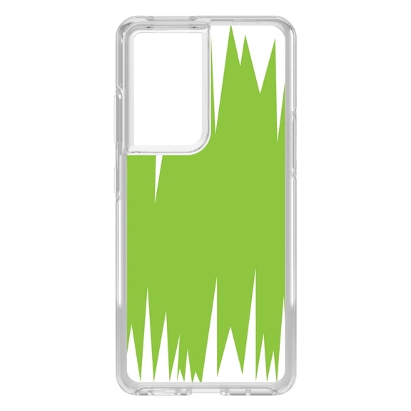 DistinctInk Clear Shockproof Hybrid Case for Galaxy S21 ULTRA 5G (6.8" Screen) - TPU Bumper, Acrylic Back, Tempered Glass Screen Protector - Lime Green White Spikes