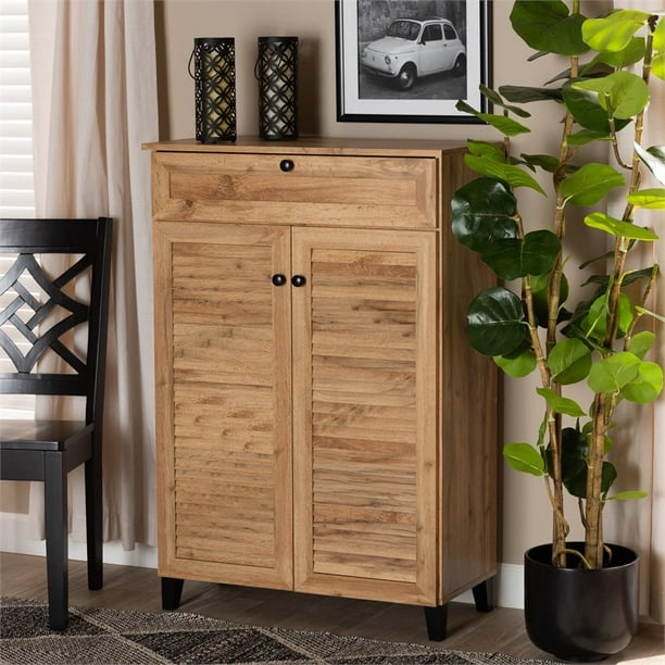 Baxton Studio Coolidge Oak Brown Finished Wood 5 Shelf Shoe