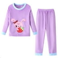 thumbnail image 3 of Girl Pajamas Girls Pajama Sets Long Sleeve Top and Pants Winter Flannel Thermal Cozy Soft Toddler Sleepwear for Indoor Outdoor Toddler Pjs Purple 5 Years-6 Years, 3 of 3