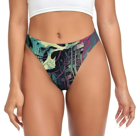 Sigee Cartoon Art Skull for Women s G-String Panty  Low Rise  Soft Lace Perfect for Everyday Wear or Special Occasions-Small