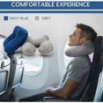 thumbnail image 3 of Almohada de viaje inflable, cojín de avión, almohada de viaje compacta y terciopelo (gris), 3 of 6