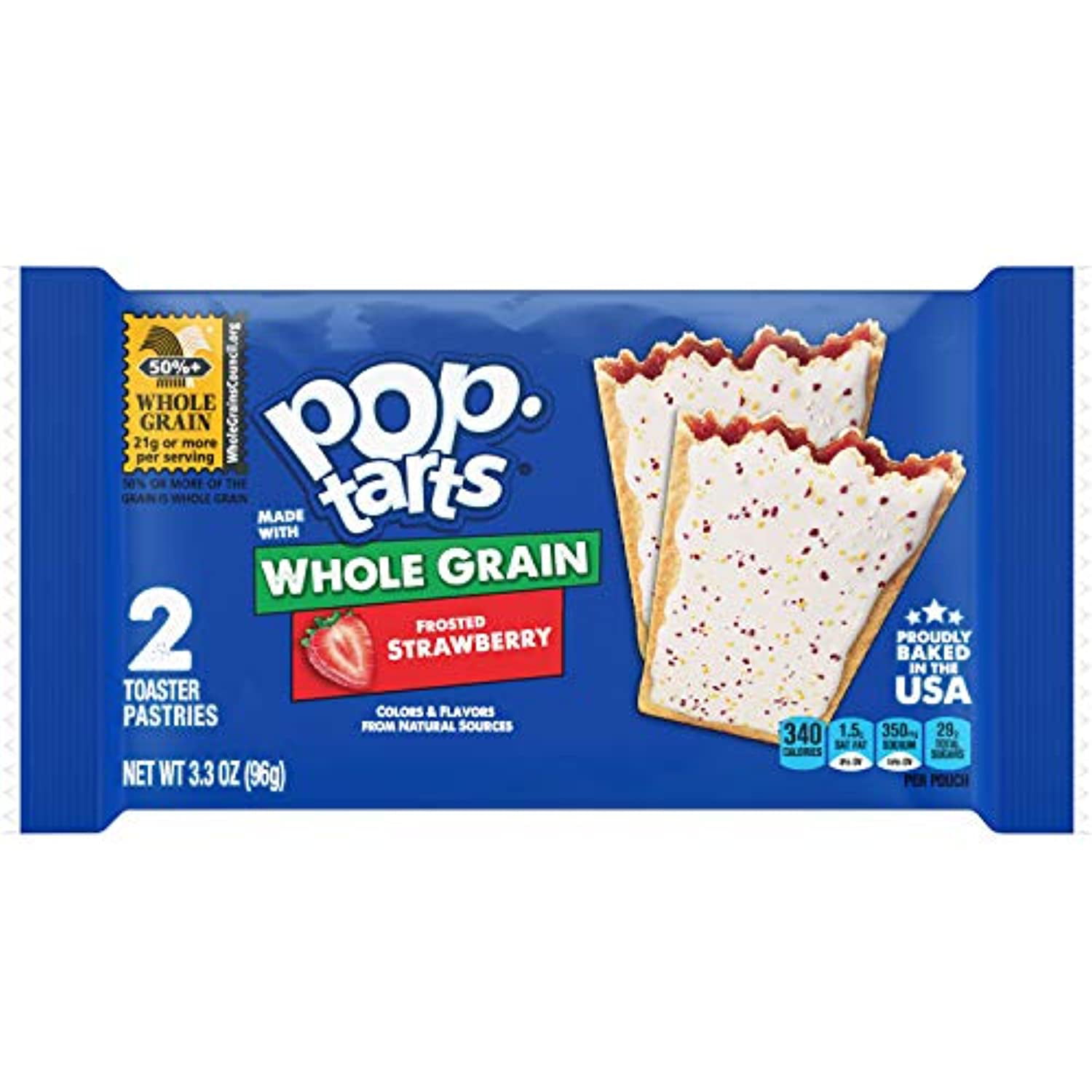 Pop-Tarts Made with Whole Grain, Frosted Strawberry, 21.1oz (72 Count)