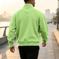 thumbnail image 4 of Quarter Zip Sweatshirt Men Stand Collar Athletic Fleece Pullover 1/4 Lightweight Ribbed Hem Cuffs Loose Fit Tops Active Fall Long Sleeve Casual Sweatshirts Green S, 4 of 6