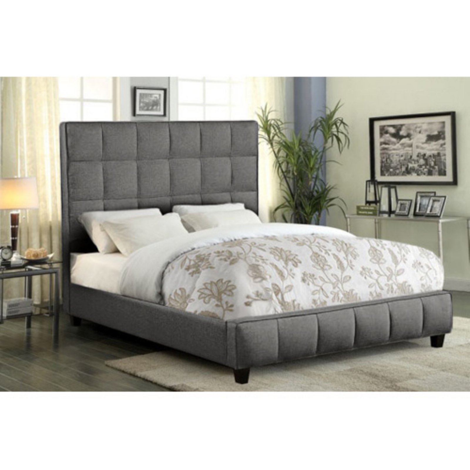 Diamond Sofa Loft Grid Tufted Low Profile Bed
