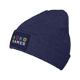 thumbnail image 2 of LNWH Knitted Acrylic Hat, Gamer Neon Signs Art Pattern Winter Beanie Hat for Cold Weather, Navy Blue, 2 of 8