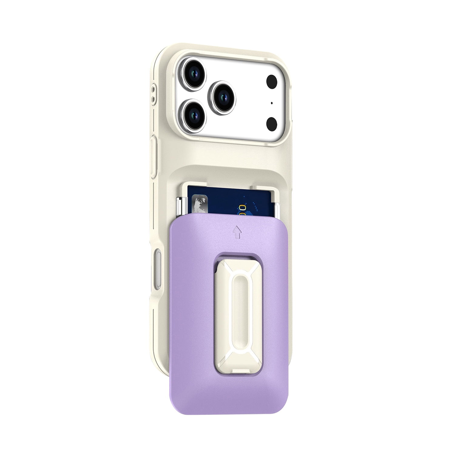 Essential Card Holder Case for iPhone 17 Pro Max - White & Purple