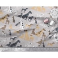 thumbnail image 2 of Soimoi Gray Poly Georgette Fabric Mix Dog Print Fabric by the Yard 42 Inch Wide, 2 of 3