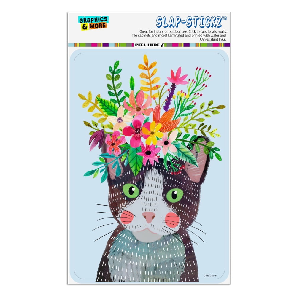 Intense Cat with Flower Hair Home Business Office Sign