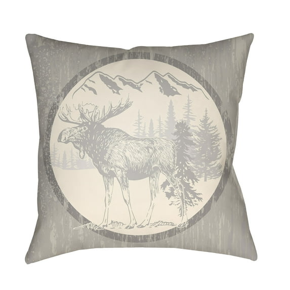 Surya LGCB-MSE-1616 Lodge Cabin 16" Wide Square Novelty Moose Polyester Outdoor Accent