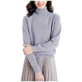 thumbnail image 2 of NTACZA Gray Womens Sweaters Loose Fitting Turtleneck Basic Sweaters Raglan Sleeve Pullover Knit Shirt Womens Jumpers S, 2 of 5