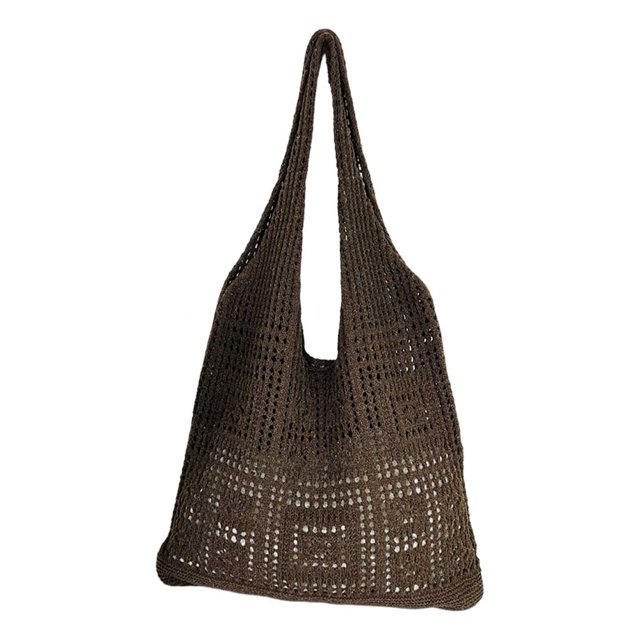 Bolsa de red de almacenaje para mujer, bolso de playa tejido Extra grande, bolso de hombro liso, bolso de compras Vintage calado, bolso de mano