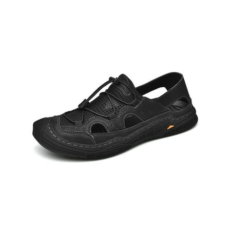 

Gomelly Mens Sandals Slip On Beach Shoes Summer Flats Elastic Strap Casual Shoe Outdoor Sport Black 10.5