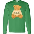 thumbnail image 3 of Inktastic Vintage Teddy Bear in Sweater with Christmas Trees Long Sleeve T-Shirt, 3 of 5