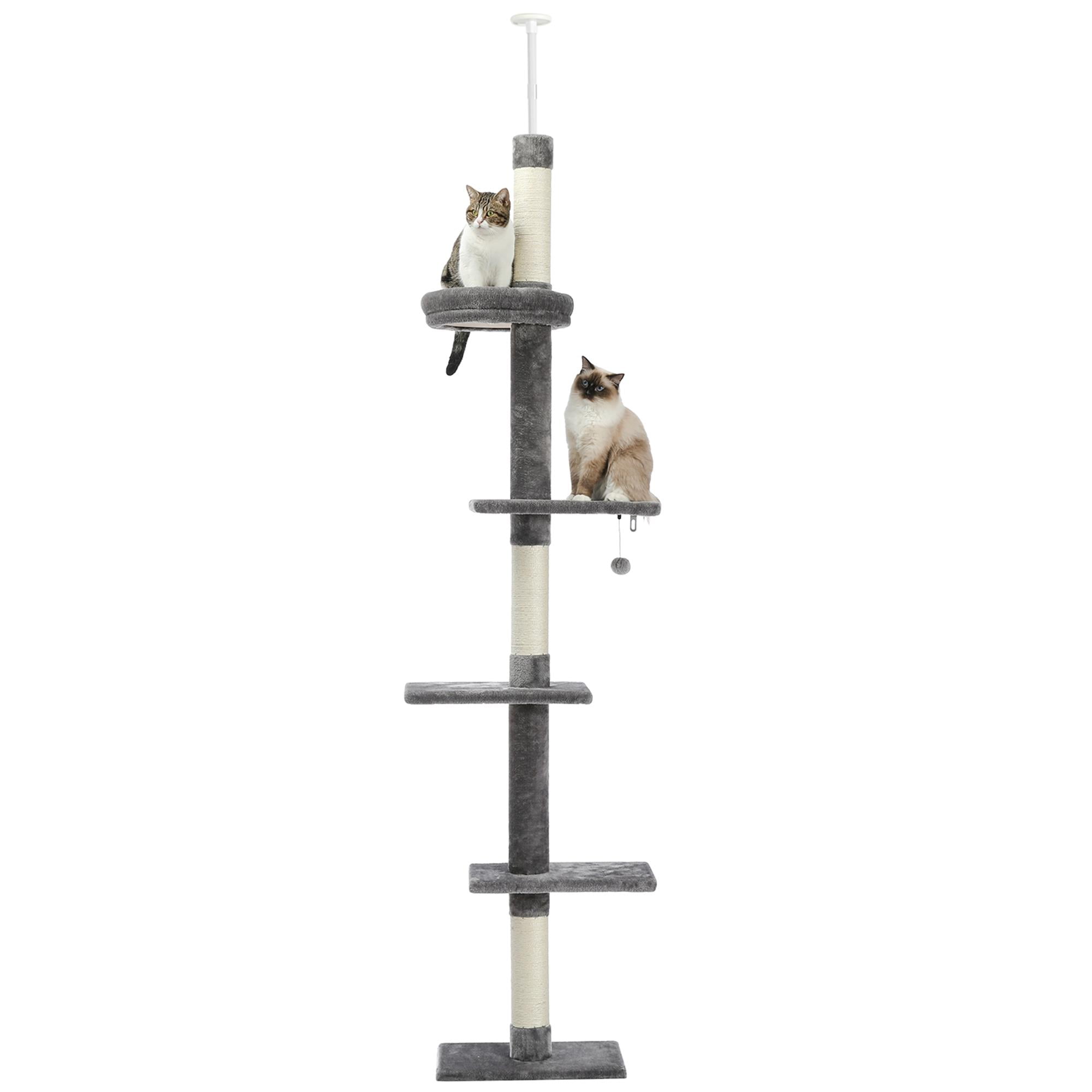 Pefilos Adjustable 90"-108" Tall Cat Tree for Indoor Cats, Multilevel Cat Tower with Sisal Scratching Posts, Floor-to-Ceiling Cat Condo for Adult Cats, Gray Pefilos Adjustable 90"-108" Tall Cat Tree for Indoor Cats, Multilevel Cat Tower with Sisal Scratching Posts, Floor-to-Ceiling Cat Condo for Adult Cats, Gray