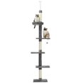 thumbnail image 4 of Pefilos Adjustable 90"-108" Tall Cat Tree for Indoor Cats, Multilevel Cat Tower with Sisal Scratching Posts, Floor-to-Ceiling Cat Condo for Adult Cats, Gray, 4 of 7