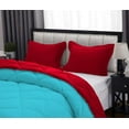 thumbnail image 5 of D.N.G. BEDDINGS 5 Piece Luxury Reversible Diamond Pattern Comforter Set Premium Super Soft, All Season 800 TC, 100% Egyptian Cotton Full/Queen Size Turquoise Blue/Red Solid Color, 5 of 7