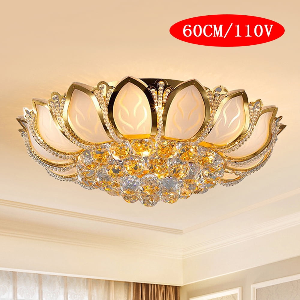Wildnix Elegant Ceiling Lights with Crystal Leaves and Gold Finish, Powerful Lighting, Easy to Install, Ideal for Living Rooms and Bedrooms