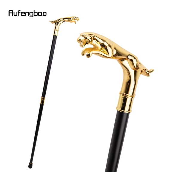 Golden Luxury Leopard with Tail Fashion Walking Stick for Party Decorative Walking Cane Elegant Crosier Knob Walking Stick 93cm