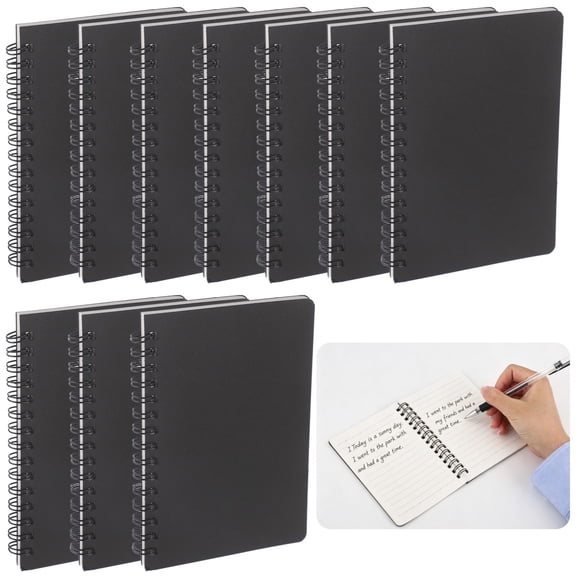 10 Pcs A6 Spiral Notebooks, 5.5 x 3.9 in Mini Wirebound Journals with Lined Pages, Kraft Cover, 50 Sheets 100 Pages for Office, Classroom, Daily Notes and Travel (Black)