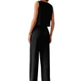 thumbnail image 3 of Conjunto de Dos Piezas para Mujer, 2025, Sin Mangas, con Botones, Informal, con Bolsillo y Pantalones Anchos. Negro M, 3 of 7