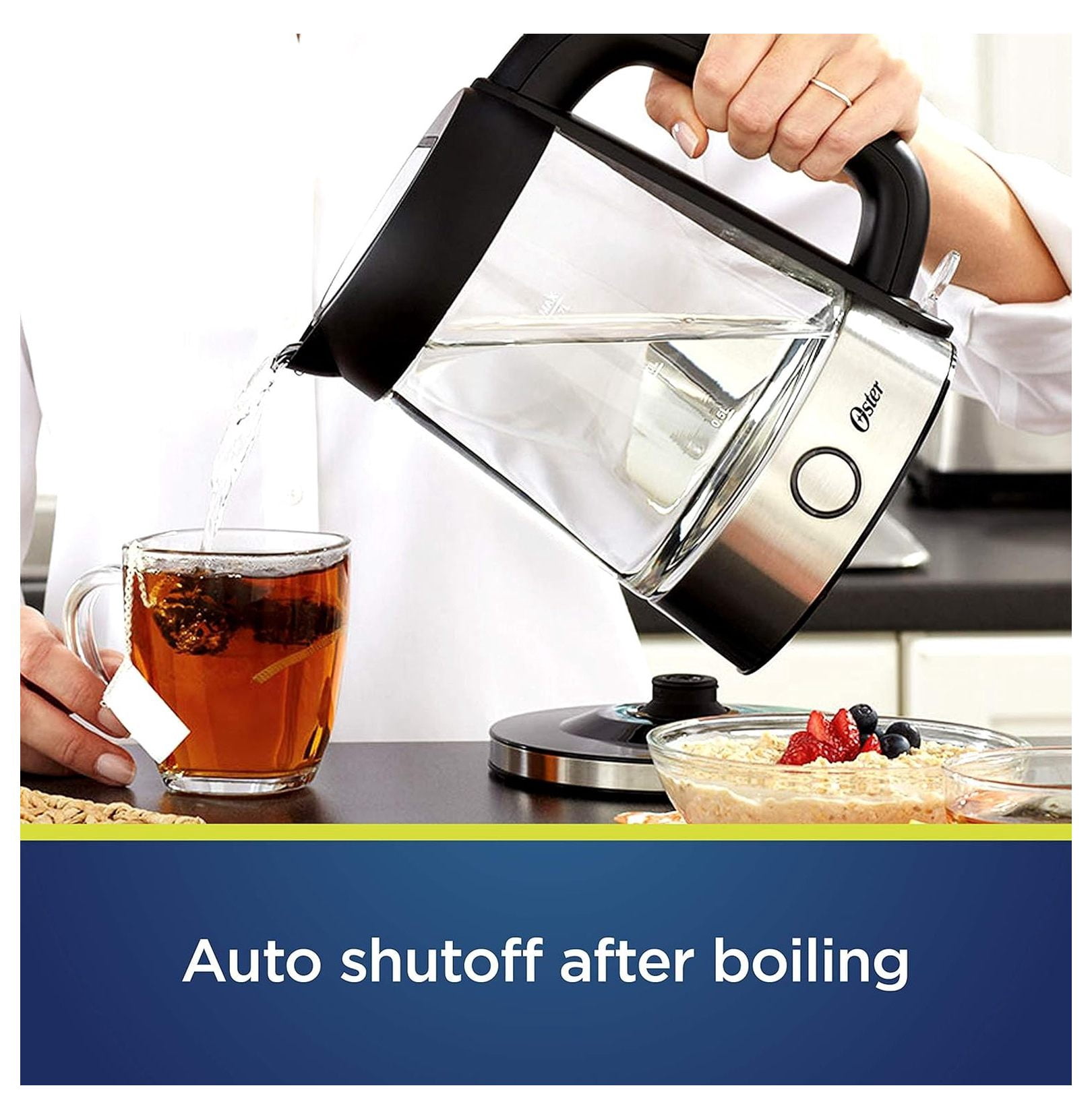 Glass Electric Kettle 1.7 Liter, Blue LED Illuminated Water Boiler