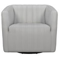 thumbnail image 3 of Maklaine Modern Genuine Leather Swivel Barrel Chair in Dove Gray, 3 of 7