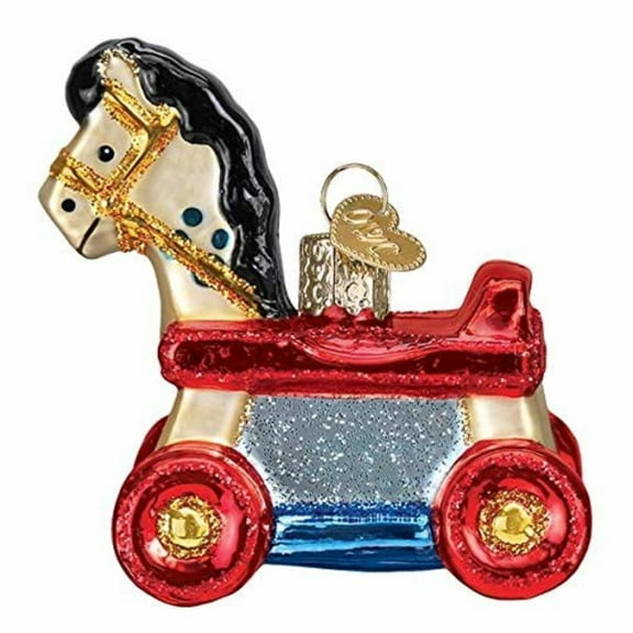 Old World Christmas Rolling Horse Toy Holiday Ornament Glass