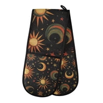 Yayeee Double Oven Mitt Kitchen Heat Resistant Baking 35" x7" Quilted Glove, Sun Moon and Stars Pattern