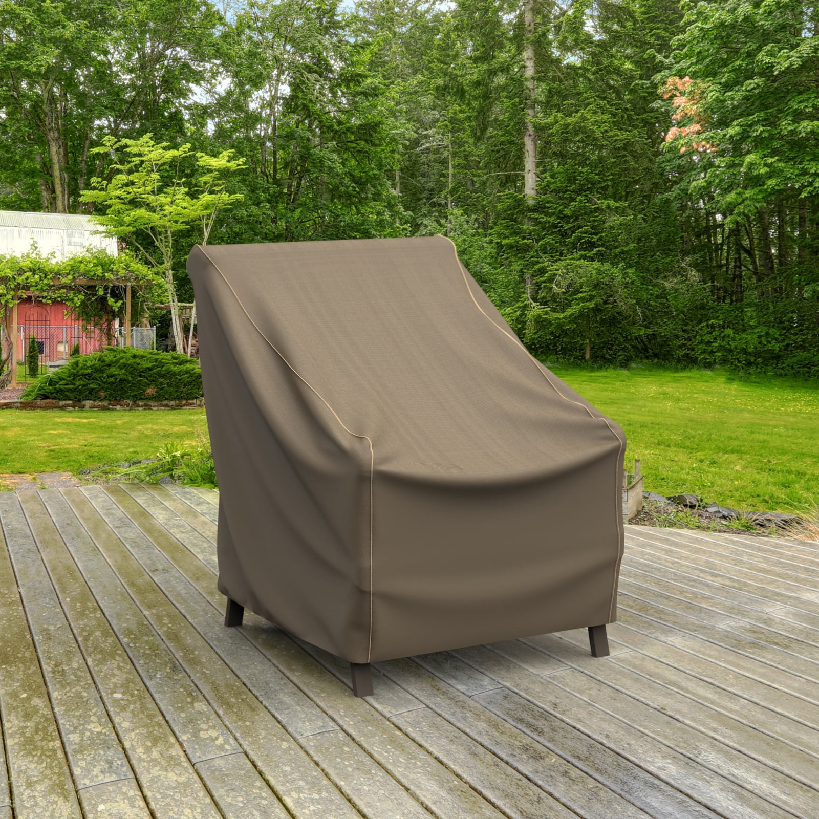 Budge Medium Black and Tan Patio Chair Cover, StormBlock™ Hillside