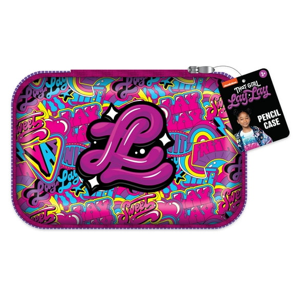 Nickelodeon Lay Lay Multicolor Zipper Pencil Case, 8.5-in W x 5-in L, Molded Plastic