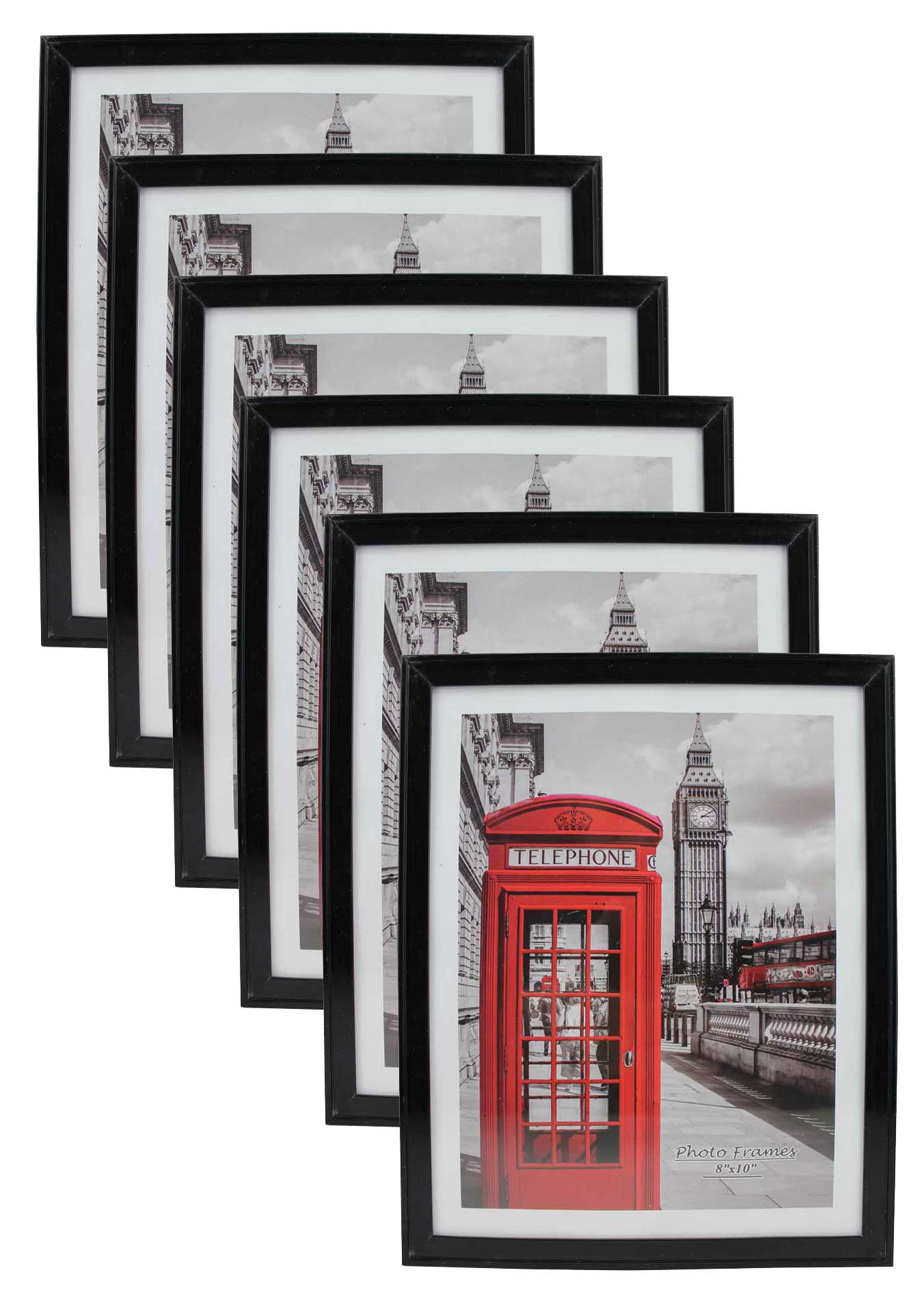 Modern Collection Photo Frame Black Plastic (8" X 10") (6pk) Stand