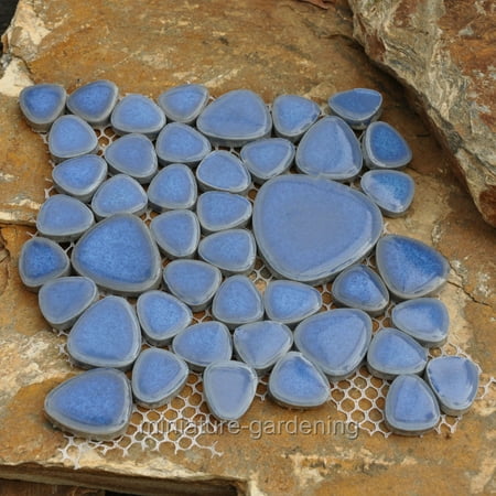 Belle Fairy Castle - Miniature Porcelain Blue Stones for Miniature Garden, Fairy Garden
