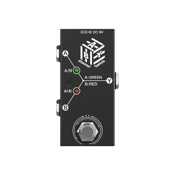 Guitar Pedals ABY Box Line Selector AB Switch Mini Guitar Effect Pedal Bidirectional Transmission Metal Casing Anti-slip Support A/B or A and B Modes