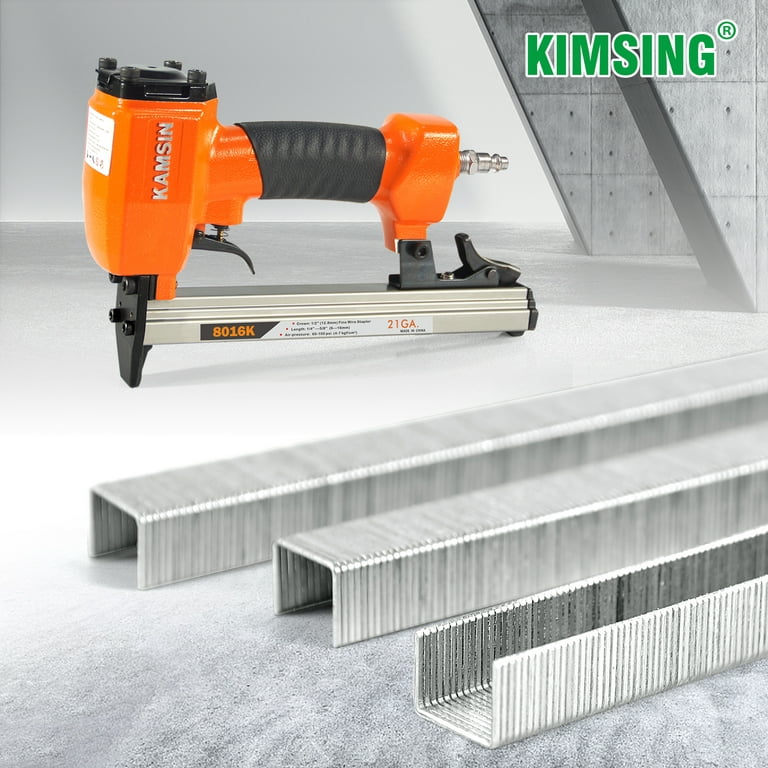 KIMSING Kamsin KN8016 21 Gauge Industrial Pneumatic Upholstery Stapler with  10,000 PCS Fine Wire Staples of