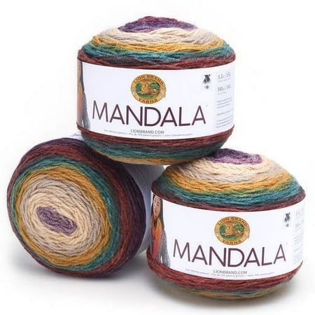 UPC: 0842093110408 | Lion Brand Yarn Mandala Warlock Self-Striping Light Acrylic Multi-Color Yarn 3 Pack