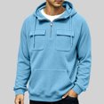 thumbnail image 2 of Hngshg Men's Hooded Sweatshirts Big and Tall Long Sleeve Quarter Zip Tops Textured Drawstring Pullover Hoodies, 2 of 7