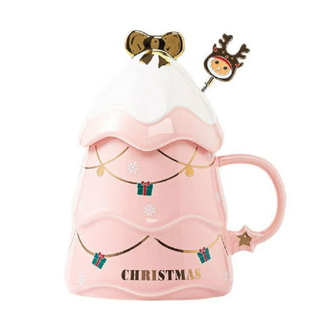 

OOKWE Christmas Tree Shape Cup Ceramic Material 4 Colors to Choose Gifts for Adult Kid