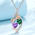 thumbnail image 6 of Taioiat Double Birthstone Necklaces for Women 18K Gold Plated Birthstone Rose Flower Jewelry Anniversary Valentines Day Mother's Day Birthday Gifts for Her Wife Girlfriend Mom, 6 of 7