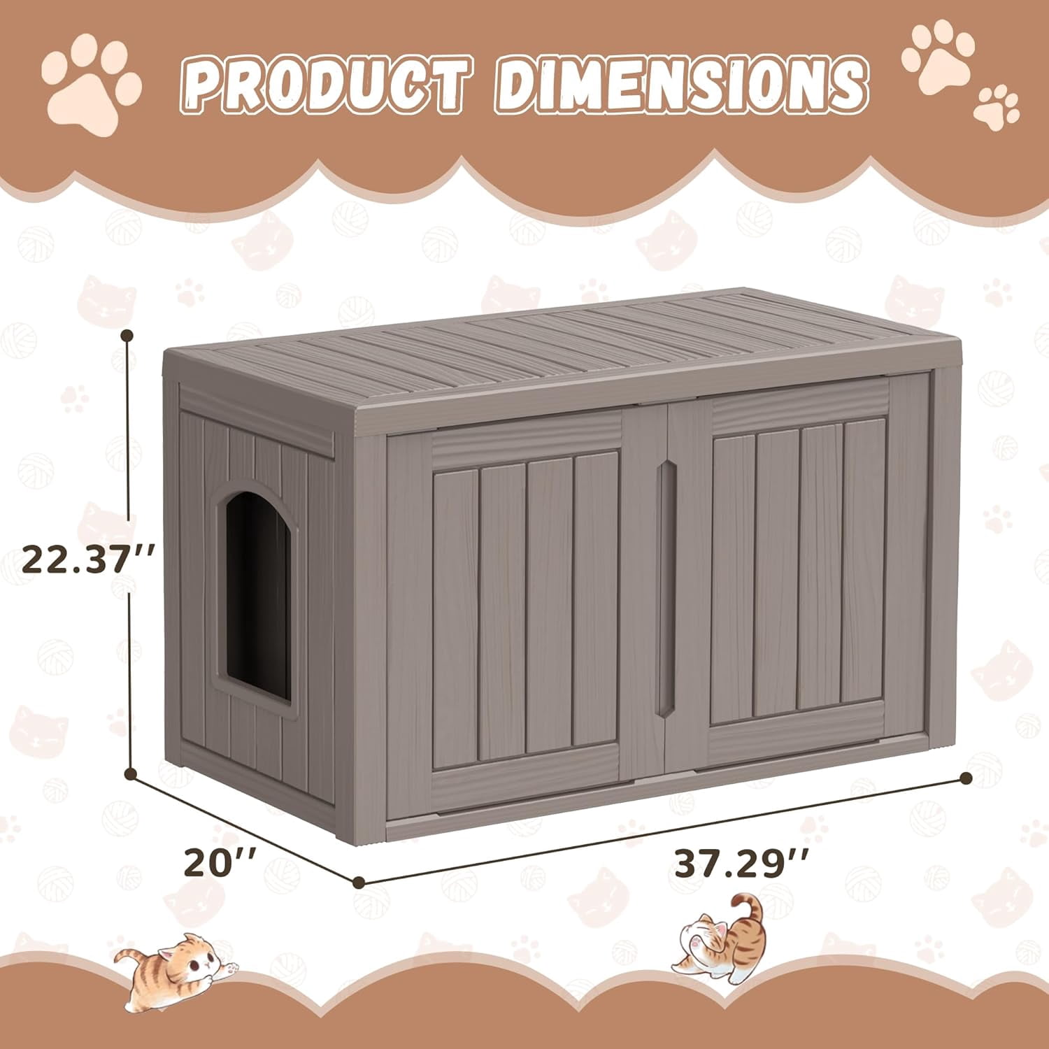 ZUCONKITCH Indoor/Outdoor Enclosed Cat House, Weather-Resistant Pet Shelter with Dual-Entry Design, Secure Cat Retreat for Feral & Household Cats
