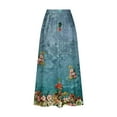 thumbnail image 5 of WXLWZYWL Women's Linen Maxi Skirt with Pockets - Floral Print Casual Elastic Waistband Flared Long Skirt 2024 Fall Fashion, 5 of 5