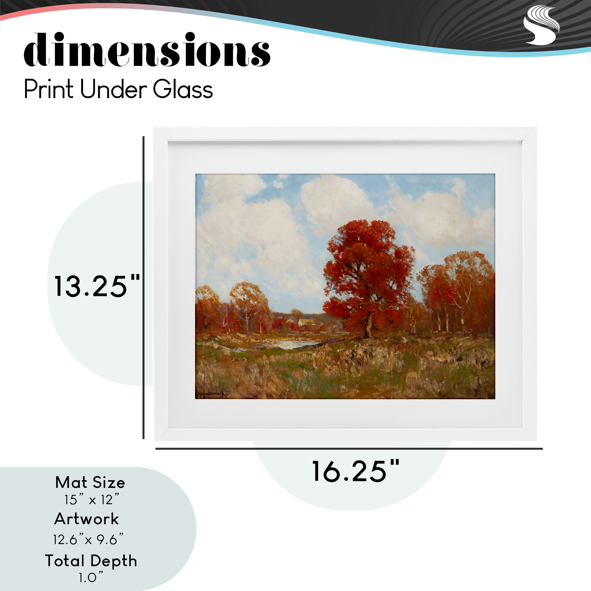 Fall Landscape with Red Foliage White Framed Print Under Glass, design by Arlington Prints