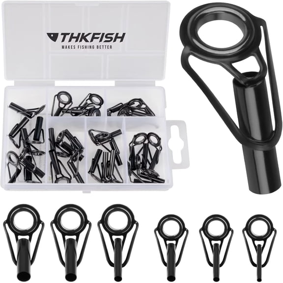 THKFISH Rod Tip Repair Kit, Fishing Stainless Steel Ceramic Ring Guide Repair Replacement 6Sizes 30pcs Big Style