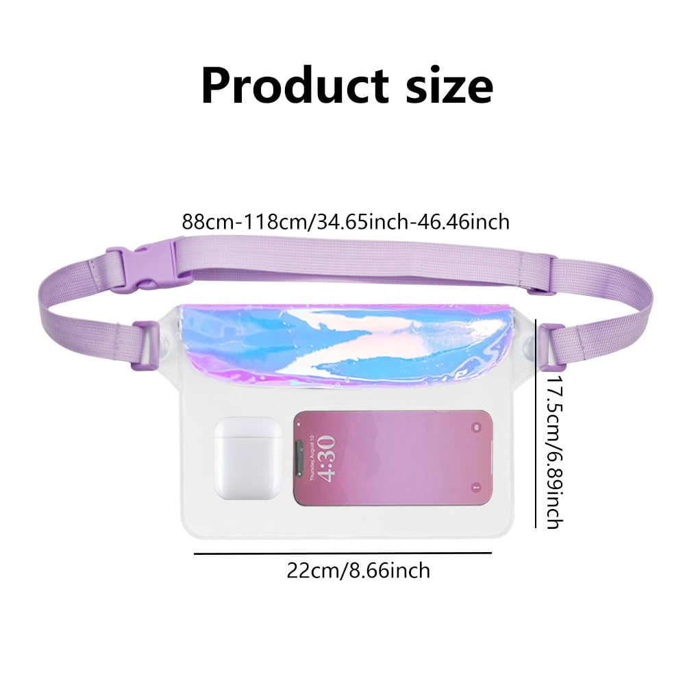 Waterproof Phone Waist Bag, Waterproof Pouch for Swimming, Kayaking, Boating, Travel, Beach, Pool, Fits Phones Up to 7 Inches, Adjustable Waist Strap