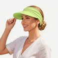 thumbnail image 4 of Chanana Women's UPF 50+ Sun Visor Hat, Twisted Design Wide Brim UV Protection Ponytail Cap, Lightweight Foldable Beach Hat for Golf Hiking Outdoor Activities Sport, Green, 4 of 7