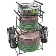 thumbnail image 1 of Sorbus Buffet Caddy — 7-Piece Stackable Set Includes Plate, Napkin, and Silverware Holder, 3-Tier Detachable Tabletop Organizer — Ideal for Kitchen, Dining, Entertaining, Parties, Picnics, etc (Black), 1 of 8