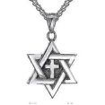 thumbnail image 1 of Elfasio Star Of David Messianic Cross For Men S Stainless Steel Pendant Necklace Chain---Product code 33012, 1 of 5