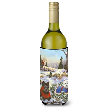 Scottie and Westie Christmas Pine Hill Wine Bottle Hugger