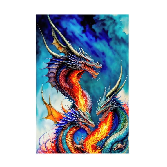 Canvas Wall Art - FootePrint Art 'Mythical Madness' Wall Art for Living Room, Bedroom, or Office Décor by Trademark Fine Art - 12 x 19 Inches